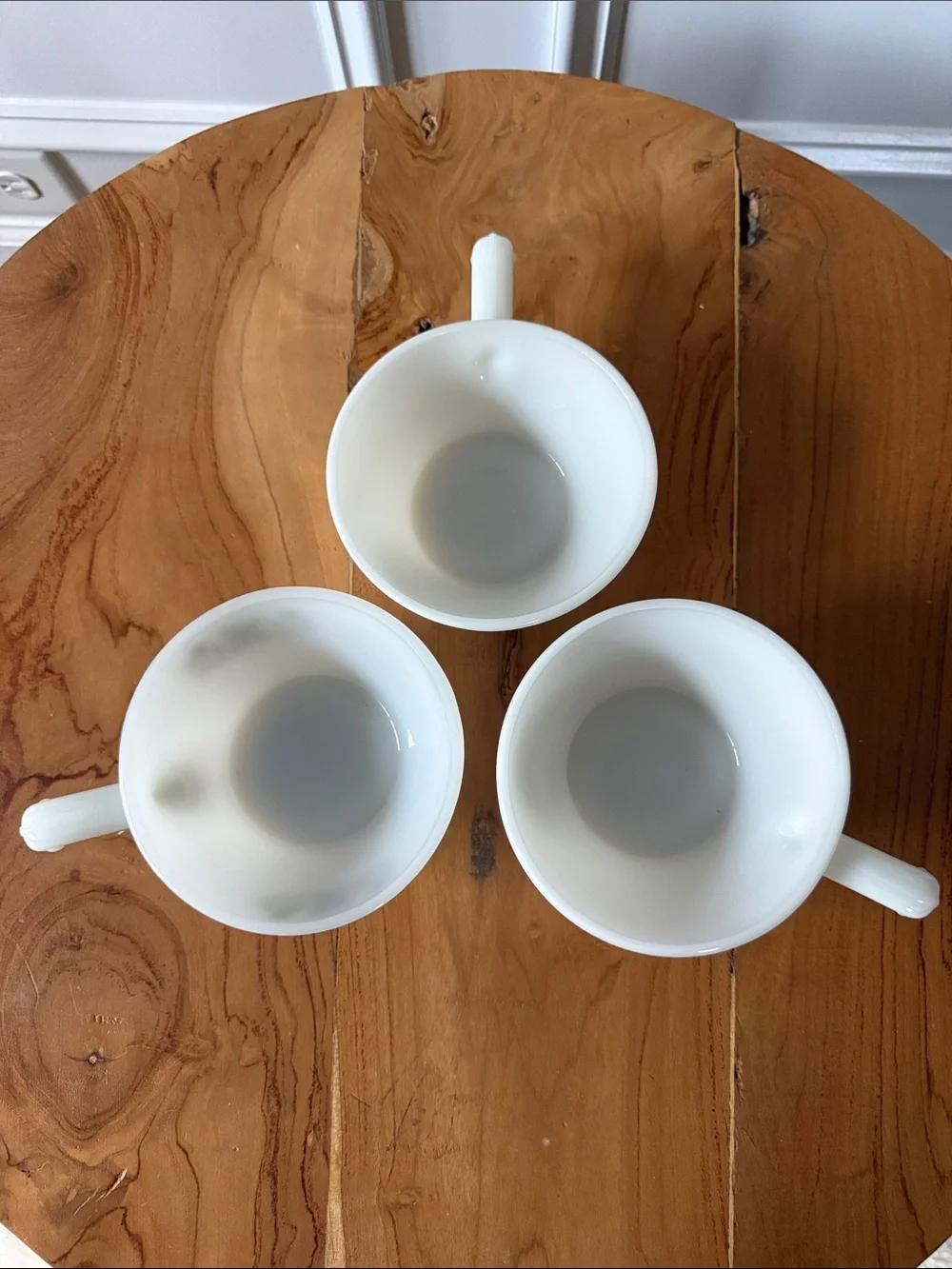 Anchor Hocking Fire King Set of 3 Milk Glass Soup Bowls Meadow Green & Plain